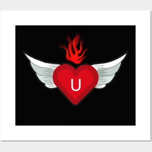 WINGED FLAMING HEART Coffee Mugs T-Shirt Stickers Designs Posters and Art